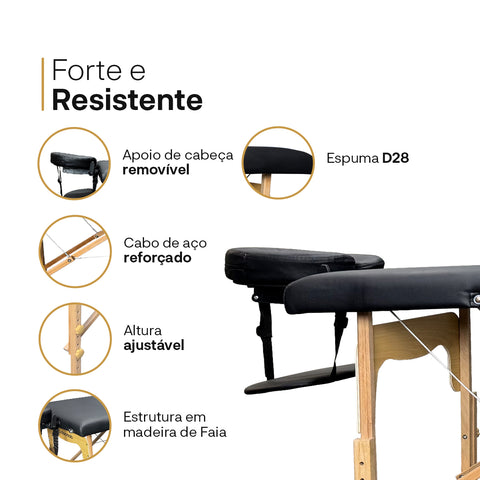 Maca Dobrável Portátil Preta – 250 kg | Docmob