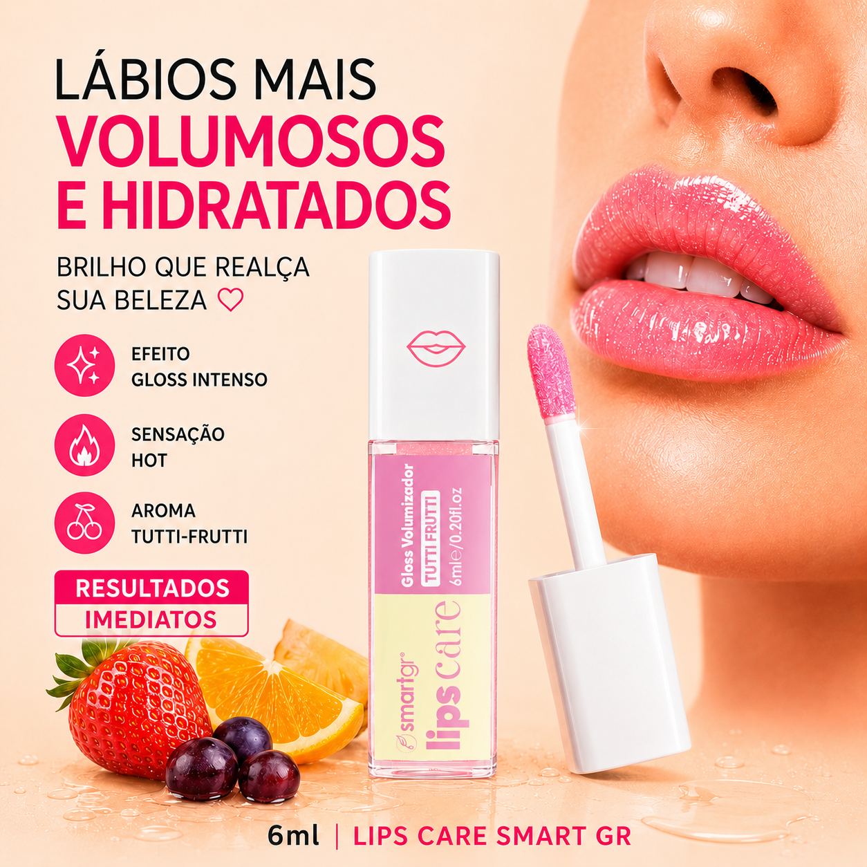 Gloss Volumizador de Tutti Frutti - Lips Care – 6 ml | Smart GR