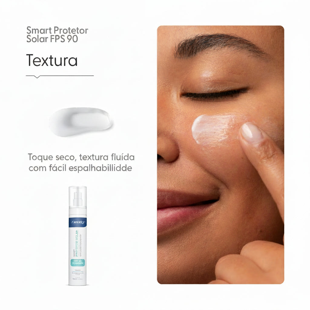 Protetor Solar FPS 90 com Ácido Hialurônico, 50 ml — embalagem do produto, Smart GR