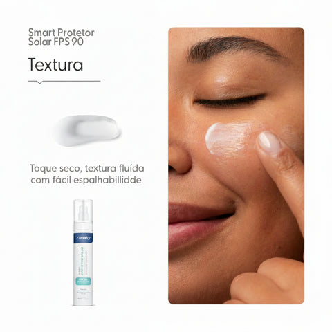 Protetor Solar FPS 90 com Ácido Hialurônico, 50 ml — embalagem do produto, Smart GR