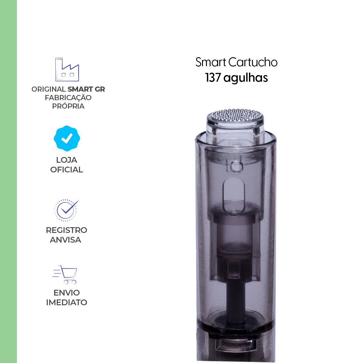 Cartucho Smart Pen Preto, 137 nano pins, caixa com 10 unidades — microagulhamento para estética profissional, Smart GR