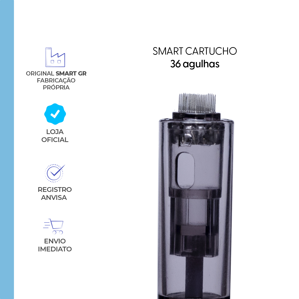 Cartucho Smart Pen Preto, 36 agulhas, caixa com 10 unidades — microagulhamento para estética profissional, Smart GR