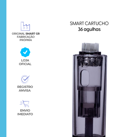 Cartucho Smart Pen Preto, 36 agulhas, caixa com 10 unidades — microagulhamento para estética profissional, Smart GR