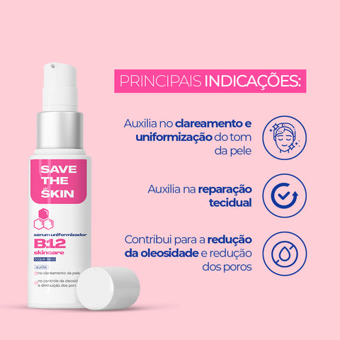 Sérum B12 Uniformizador Save The Skin — embalagem do produto, 30 ml