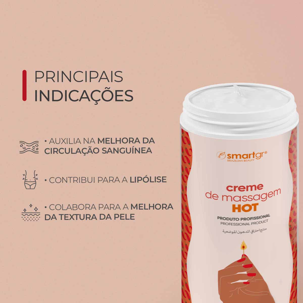 Creme de Massagem Hot, 1 kg — vista adicional, Smart GR