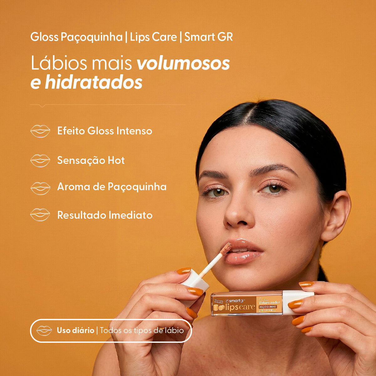 Smart Lips Care, Plump Gloss de Paçoquinha — embalagem do produto, Smart GR