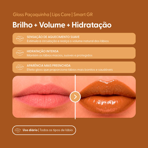 Smart Lips Care, Plump Gloss de Paçoquinha — embalagem do produto, Smart GR