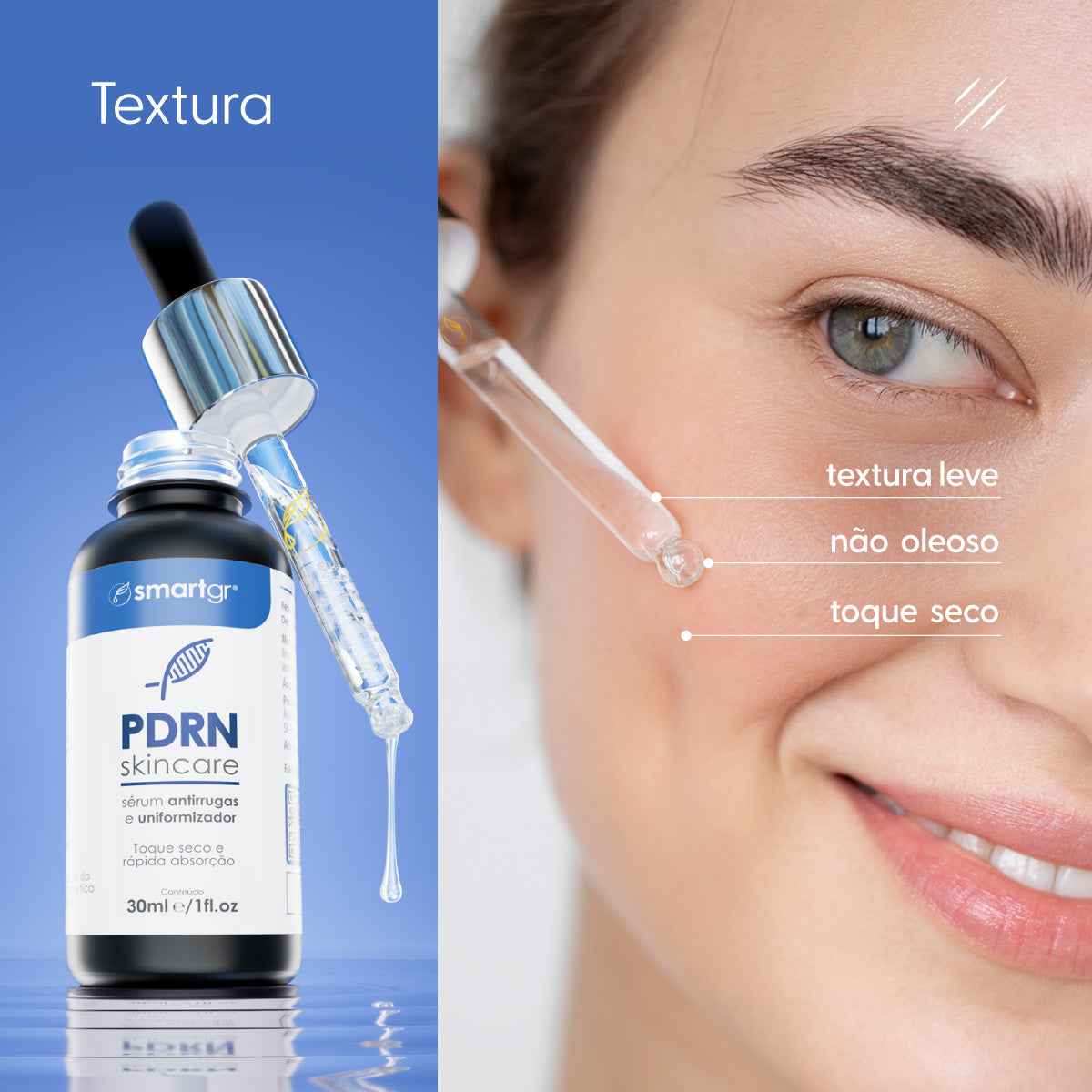 Sérum PDRN Antirrugas e Uniformizador, 30 ml — embalagem do produto, Smart GR