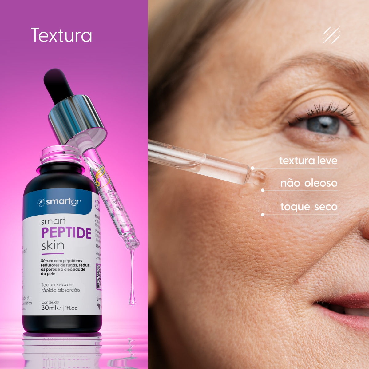 Sérum Peptide Skin, Peptídeos Anti-idade, 30 ml — embalagem do produto, Smart GR