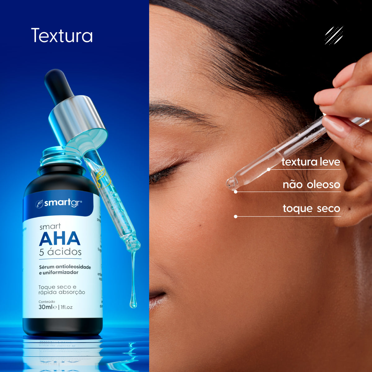 Sérum AHA, 5 Ácidos Uniformizador, 30 ml — embalagem do produto, Smart GR
