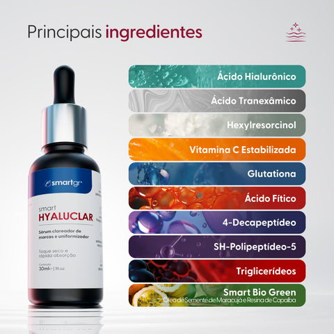 Sérum Hyaluclar, Clareador de Marcas e Uniformizador, 30 ml — embalagem do produto, Smart GR
