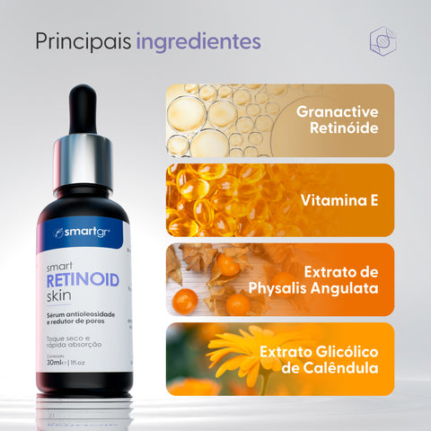 Sérum Retinoid Skin, Antioleosidade e Redutor de Poros, 30 ml — embalagem do produto, Smart GR