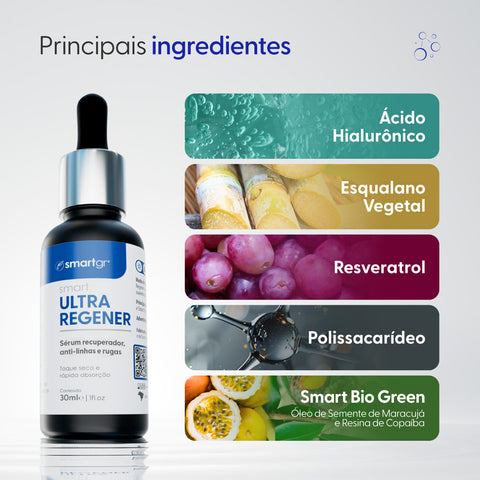 Sérum Ultra Regener, Recuperador Anti-linhas e Rugas, 30 ml — embalagem do produto, Smart GR