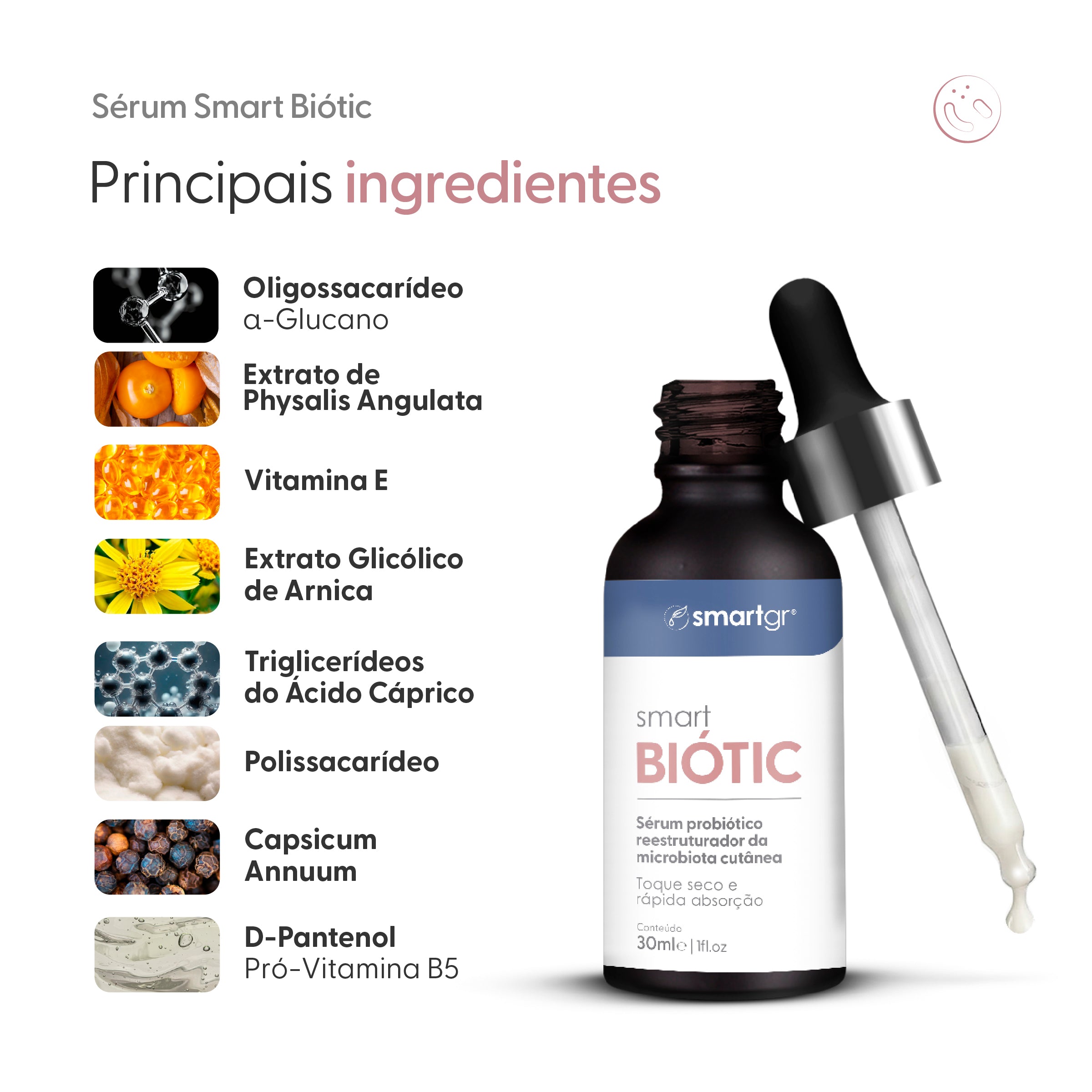 Sérum Prebiótico Smart Biótic, 30 ml — embalagem do produto, Smart GR