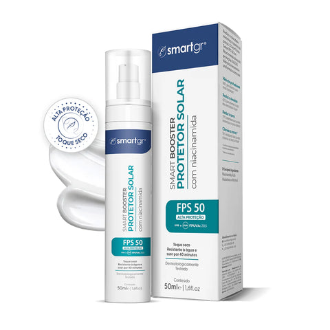 Kit Proteção FPS 50 Booster Niacinamida + Ácido Hialurônico + Brinde Exclusivo | Smart GR