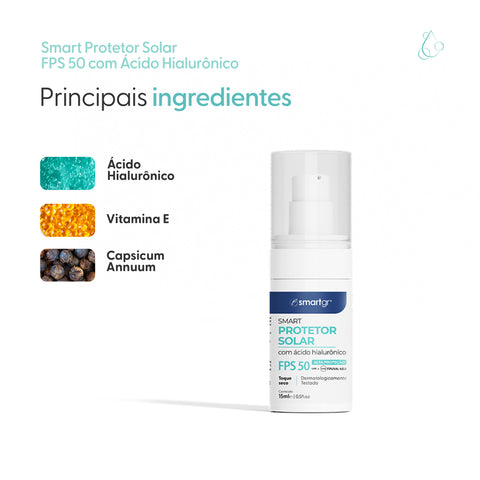 Smart Protetor Solar FPS 50 com Ácido Hialurônico, 15 ml — vista adicional, Smart GR