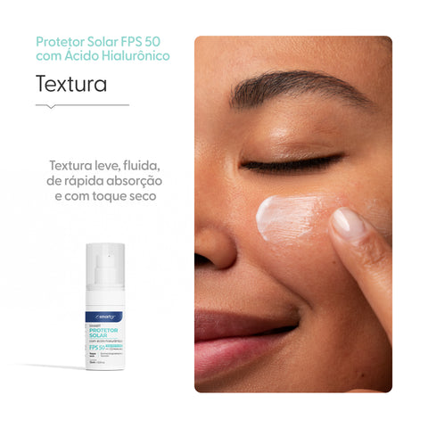 Smart Protetor Solar FPS 50 com Ácido Hialurônico, 15 ml — embalagem do produto, Smart GR