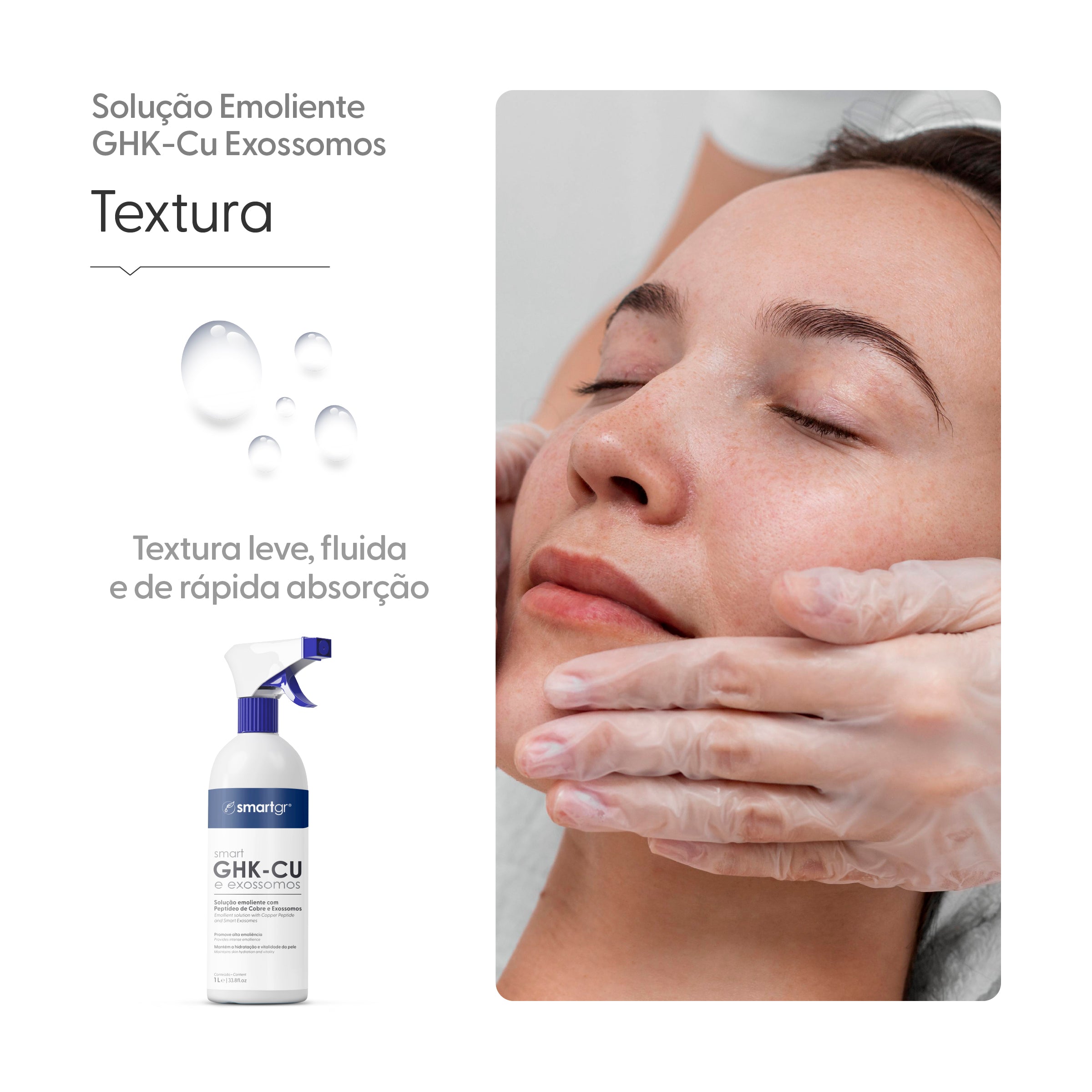 Smart Solução Emoliente com GHK-Cu e Exossomos, 1 L — embalagem do produto, Smart GR