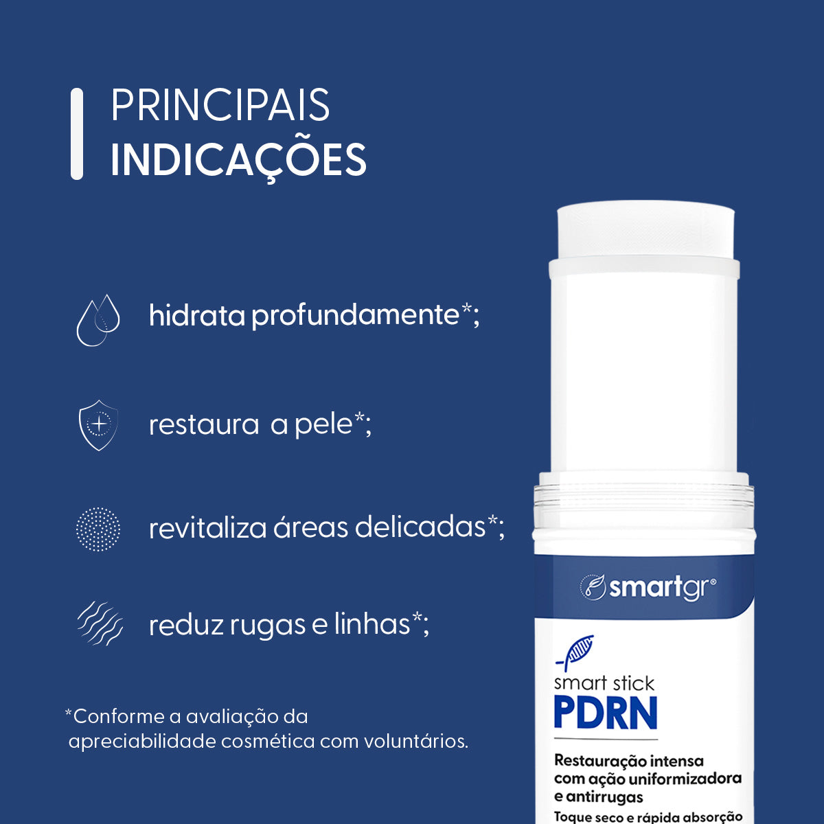 Smart Stick PDRN, Restauração Intensa, 15 g — indicações de uso, Smart GR