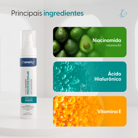 Smart Protetor Solar Booster Niacinamida, FPS 50, 50 ml — embalagem do produto, Smart GR