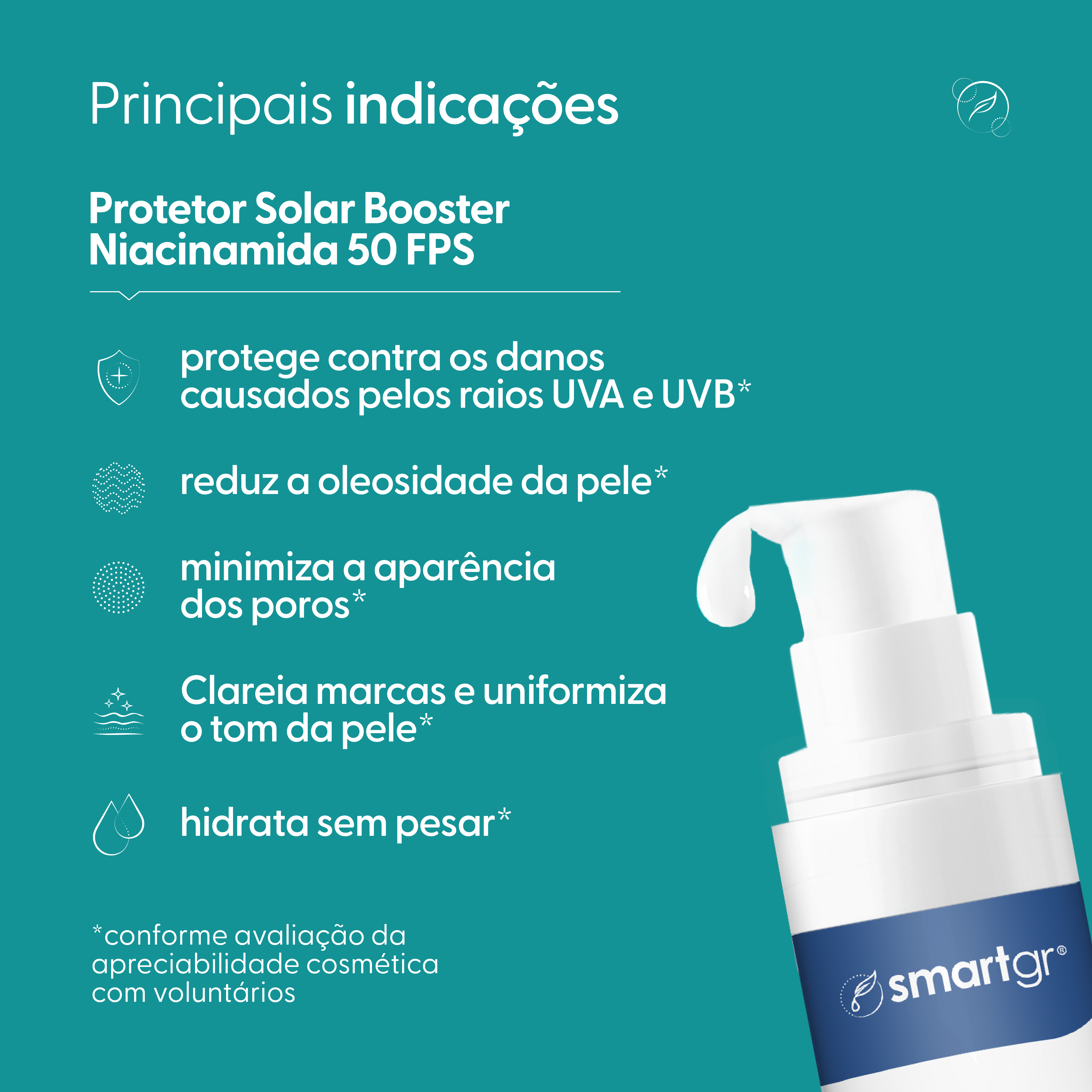 Smart Protetor Solar Booster Niacinamida, FPS 50, 50 ml — vista adicional, Smart GR