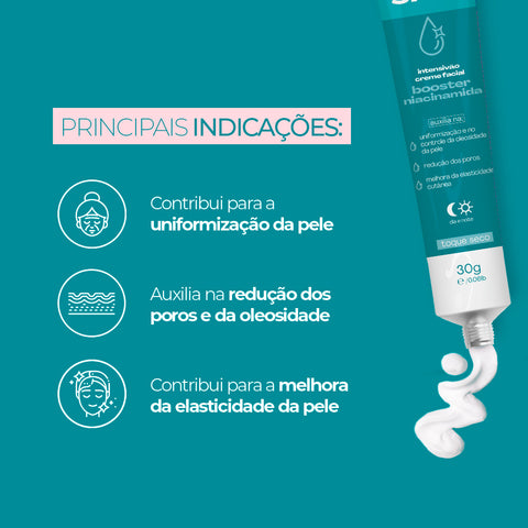 Booster Niacinamida Intensivão Creme Facial Save The Skin — controle de oleosidade e poros, 30 g