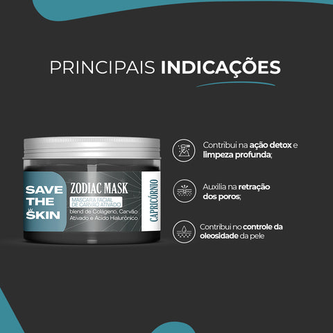 Máscara Facial de Carvão Ativado, 120 g — ativos do produto, Save The Skin