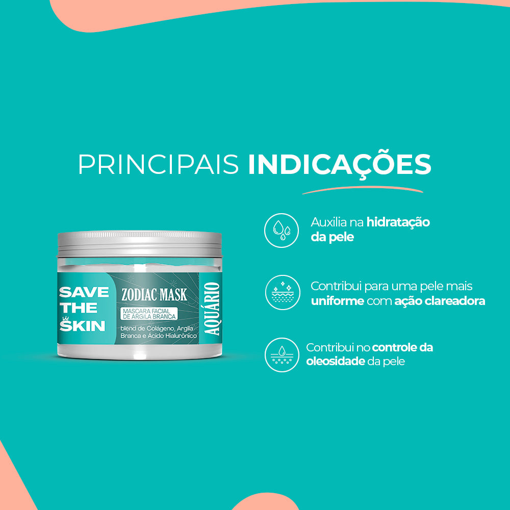 Máscara Facial de Argila Branca – 120 g | Save The Skin – Smart GR