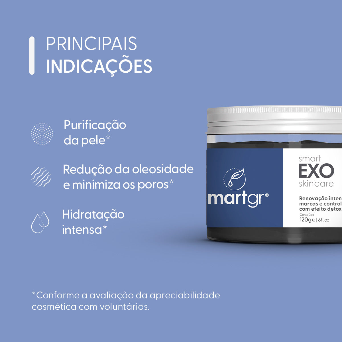 Smart Exo, Máscara Facial de Exossomos, 120 g — indicações de uso, Smart GR