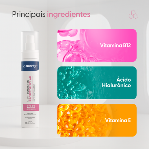 Protetor Solar FPS 50 com Vitamina B12, 50 ml — embalagem do produto, Smart GR