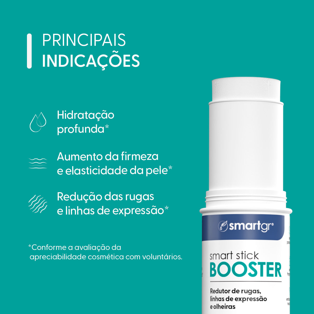 Smart Stick Booster, Hidratação e Uniformização, 15 g — indicações de uso, Smart GR