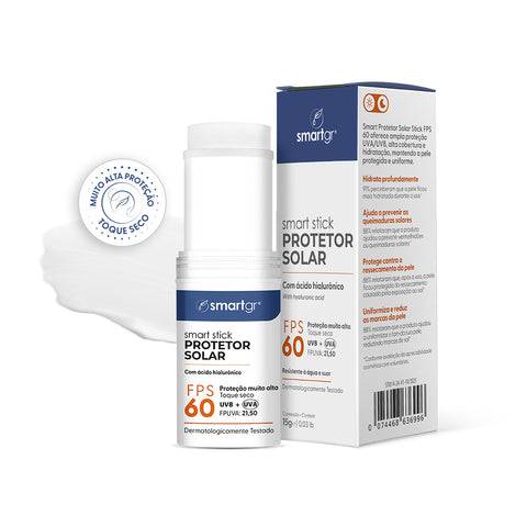 Smart Stick Protetor Solar com Ácido Hialurônico - FPS 60 – 15 g | Smart GR