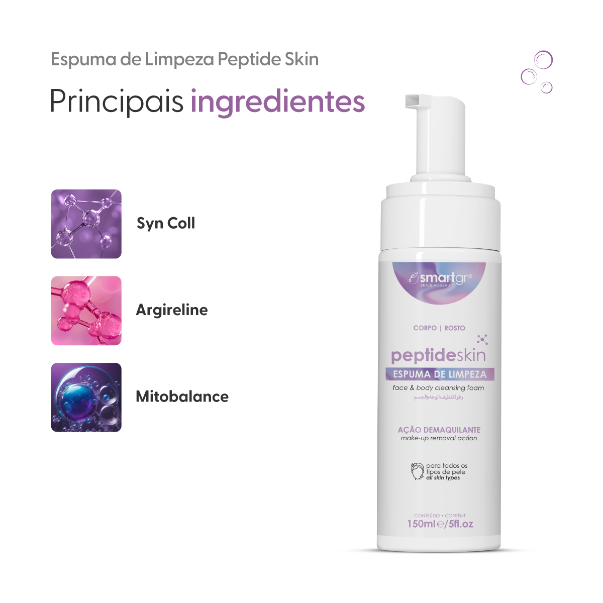 Peptide Skin, Espuma de Limpeza, 150 ml — vista adicional, Smart GR