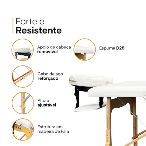 Maca Dobrável Portátil Branca — resistência e durabilidade, Docmob, Smart GR