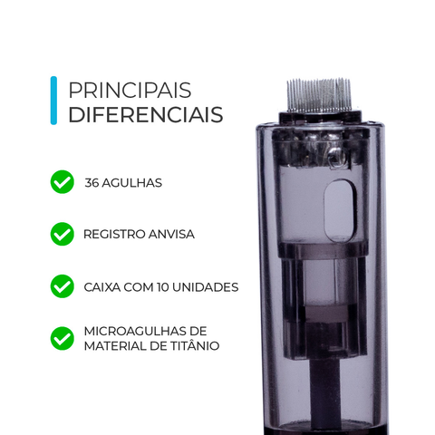 Cartucho Smart Pen Preto, 36 agulhas — diferenciais do produto, Smart GR