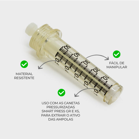 Ampola Seringa Descartável para Caneta Pressurizada 0,5 ml — especificações técnicas do produto, Smart GR