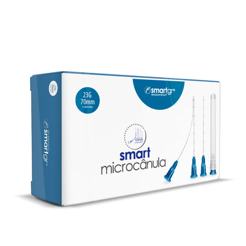 Smart Microcânula, 23G x 70 mm, caixa com 10 unidades — microcânula injetável para estética profissional, Smart GR