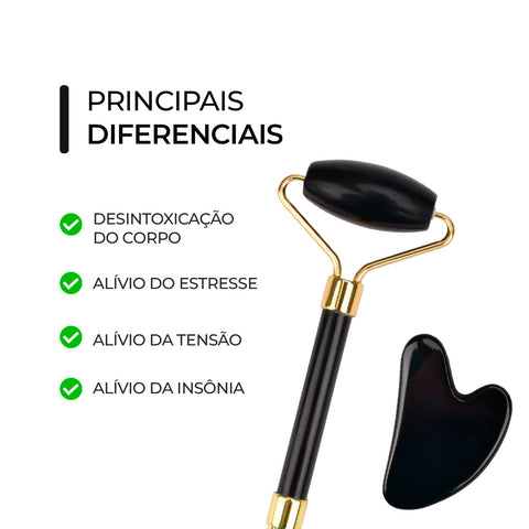 Smart Rolo de Obsidiana Negra + Guasha Coração | Smart GR