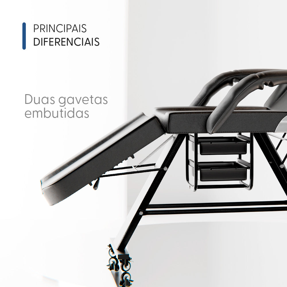 Poltrona Fixa com 2 Bandejas, cor preto, Docmob — vista adicional, Smart GR