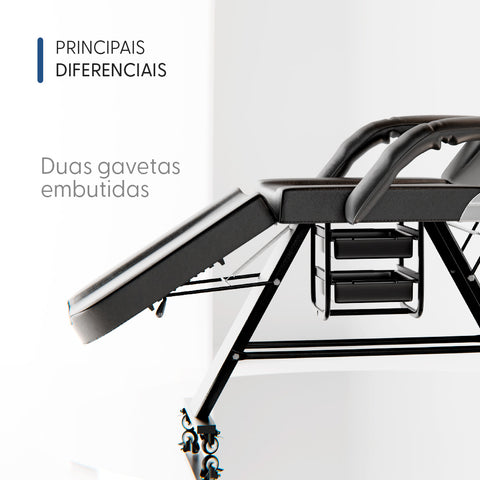Poltrona Fixa com 2 Bandejas – Cor Preto | docmob