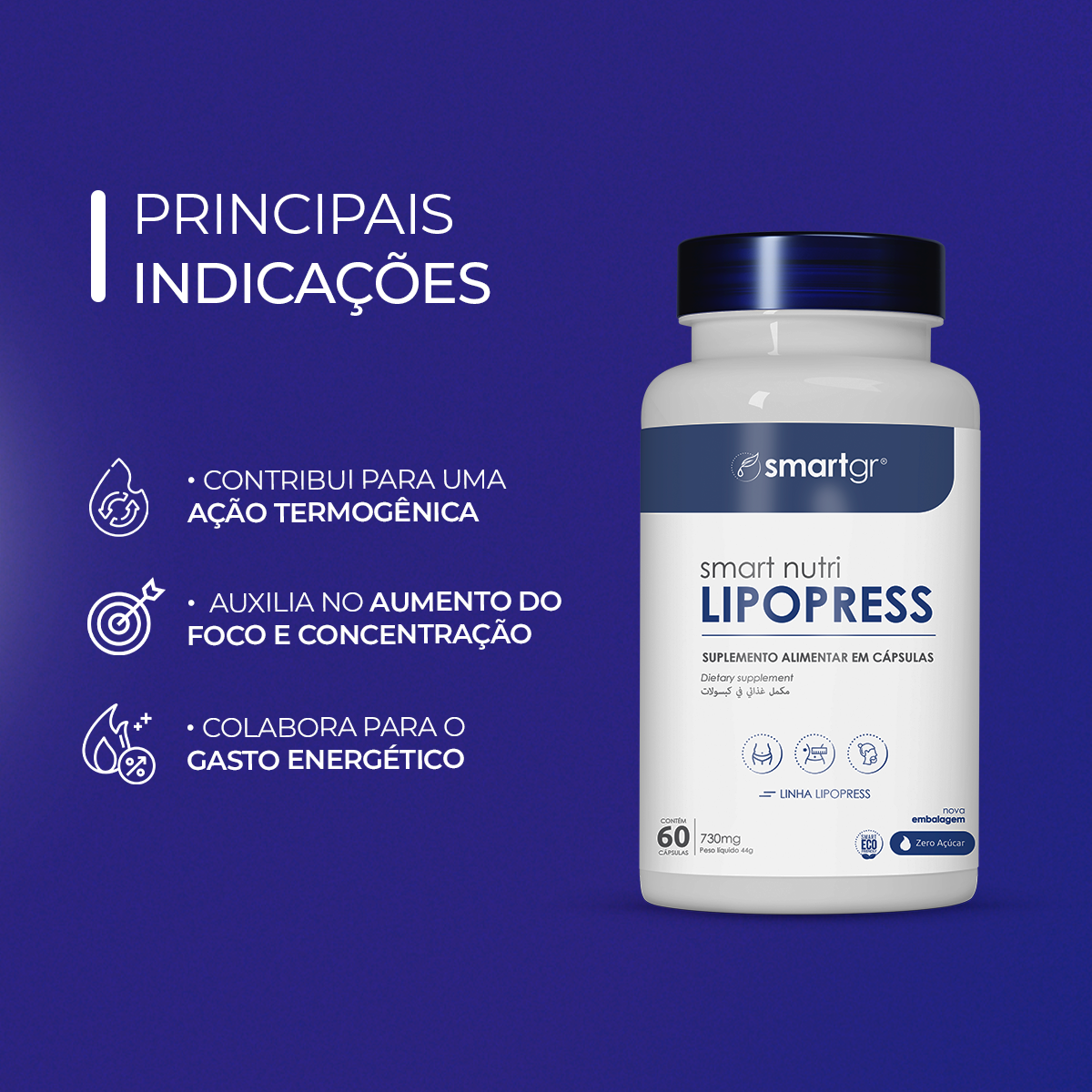 Smart Nutri Lipopress, Suplemento Alimentar em Cápsulas — indicações de uso, Smart GR