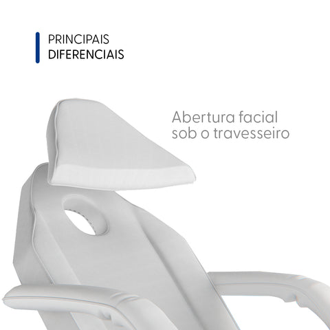 Poltrona Fixa Estética Branca com 2 Bandejas - Smart GR