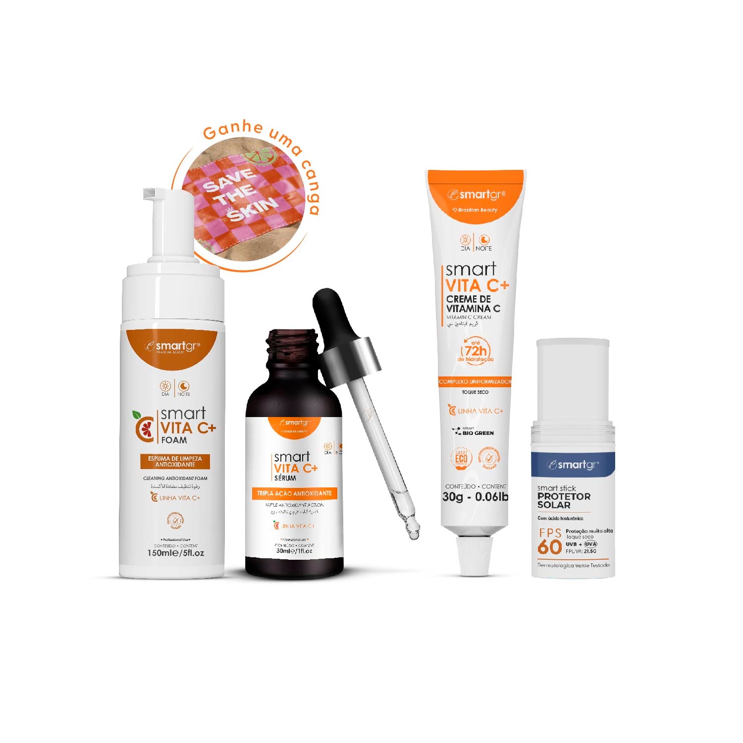 Kit Skincare, Todo Tipo de Pele, Antioxidante — Vitamina C e Ácido Ferúlico, Smart GR