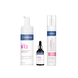 Kit Peles Sensibilizadas – Espuma de Limpeza B12 + Sérum B12 + Protetor Solar B12 FPS 50 | Smart GR