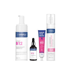 Kit Peles Sensibilizadas II – Espuma de Limpeza B12 + Sérum B12 + Intensivão B12 + Protetor Solar B12 FPS 50 | Smart GR