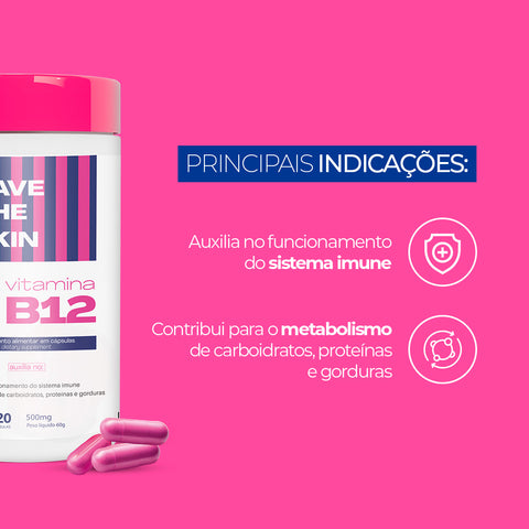 B12 Skincare - Nutri Vitamina B12 120 cápsulas Save The Skin