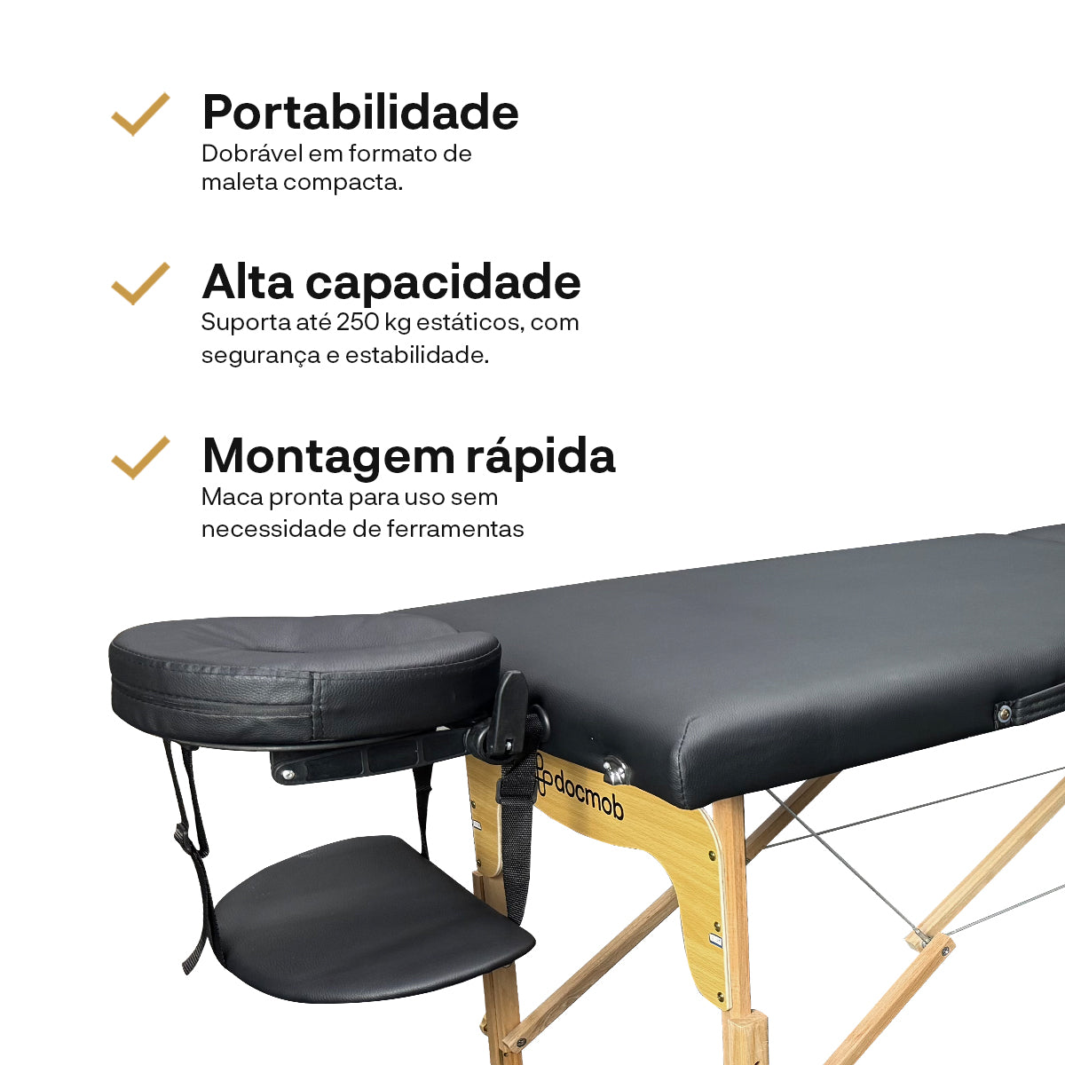 Maca Dobrável Portátil Preta — portabilidade, Docmob, Smart GR
