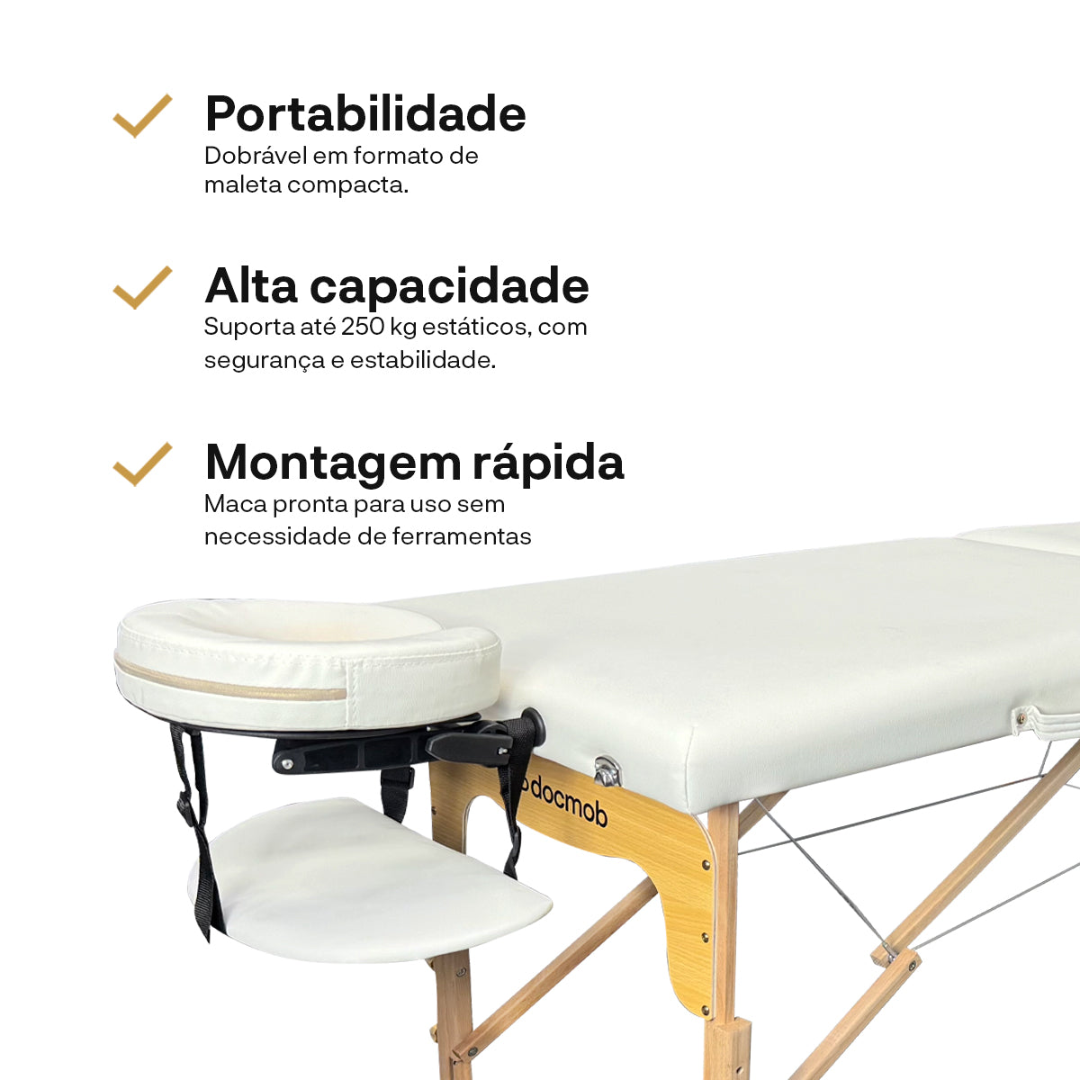 Maca Dobrável Portátil Branca — portabilidade, Docmob, Smart GR