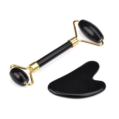 Smart Rolo de Obsidiana Negra com Guasha Coração, Smart GR — acessório de massagem facial