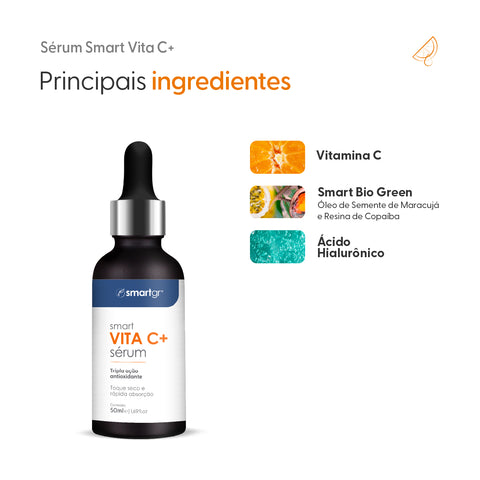Sérum Vita C+, Vitamina C e Ácido Hialurônico, 50 ml — embalagem do produto, Smart GR